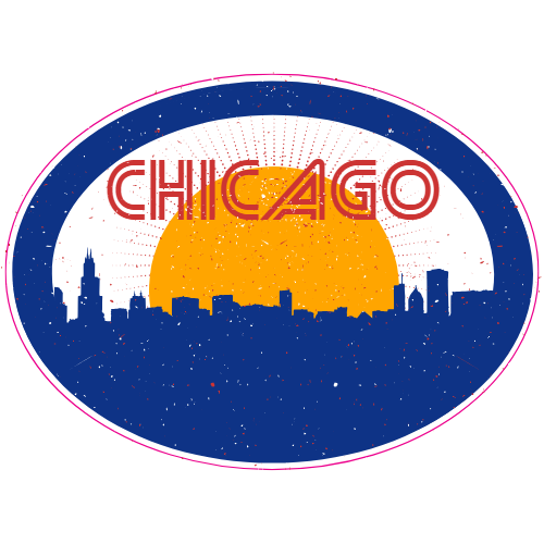 Chicago Retro City Oval Decal - U.S. Customer Stickers