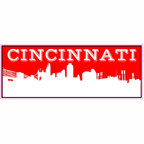 Cincinnati Ohio Skyline Red Sticker - U.S. Custom Stickers