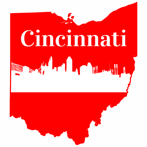 Cincinnati Ohio Skyline State Shaped Decal - U.S. Customer Stickers