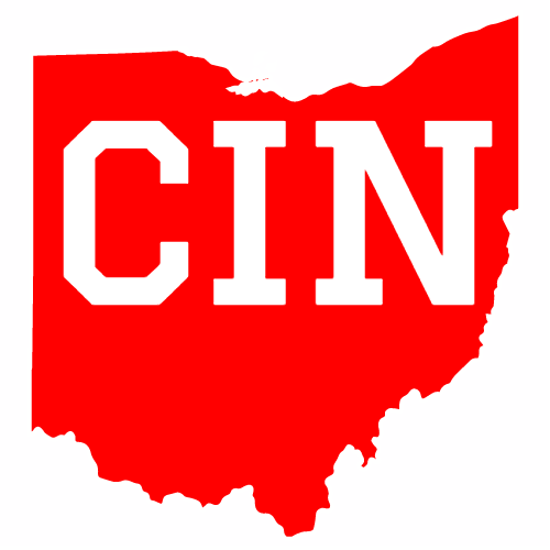 Cincinnati Ohio State Shaped Red Decal - U.S. Customer Stickers