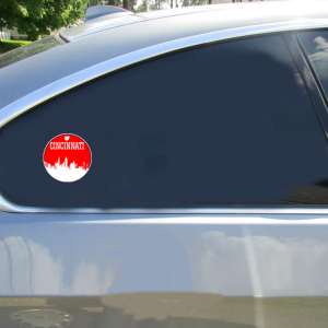 Cincinnati Red Skyline Circle Sticker - Car Decals - U.S. Custom Stickers