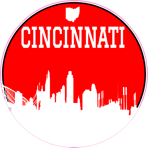 Cincinnati Red Skyline Circle Decal - U.S. Customer Stickers