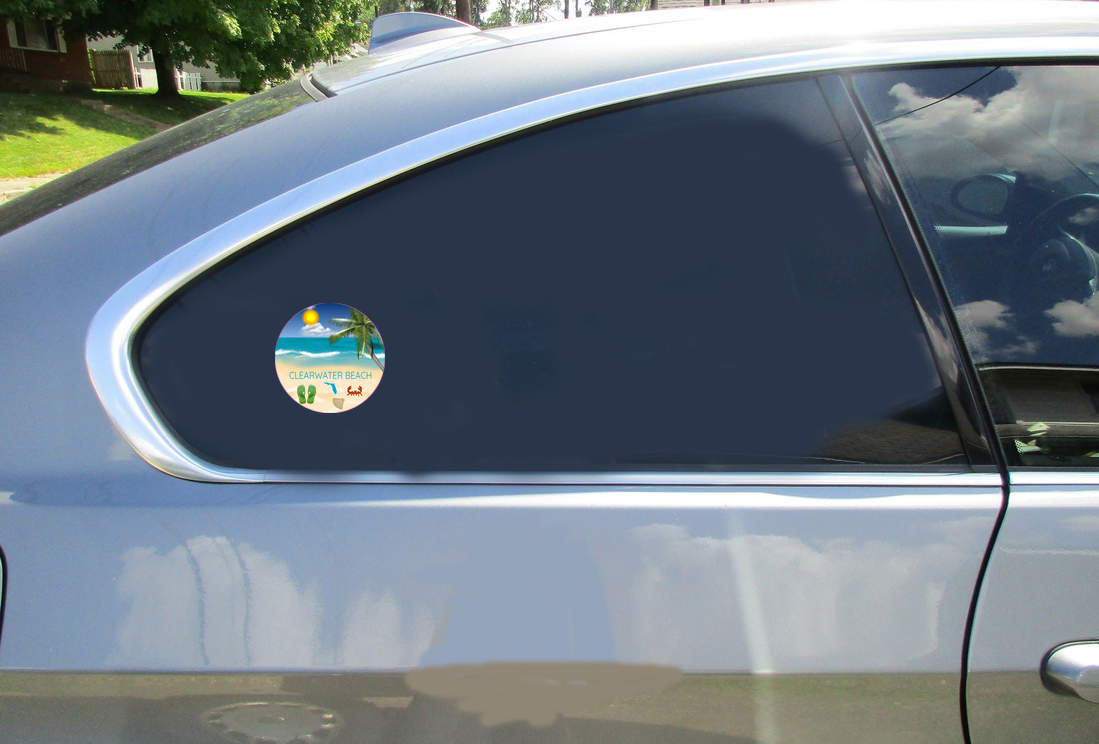 Clearwater Beach Circle Sticker - Car Decals - U.S. Custom Stickers