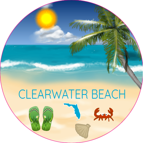 Clearwater Beach Circle Decal - U.S. Customer Stickers