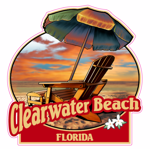 Clearwater Beach Florida Beach Decal - U.S. Customer Stickers