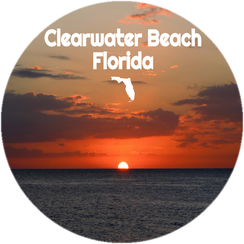 Clearwater Beach Sunset Circle Decal - U.S. Customer Stickers