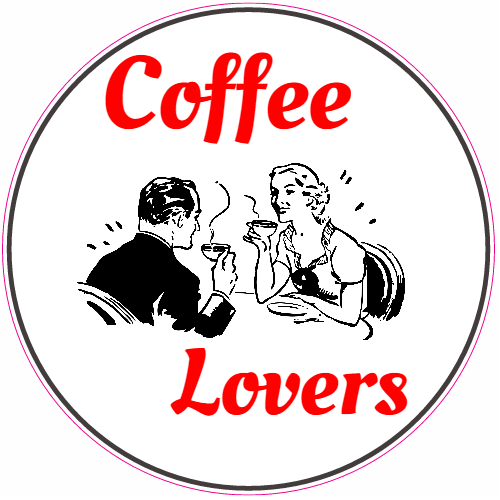 Coffee Lovers Couple Circle Sticker - U.S. Custom Stickers