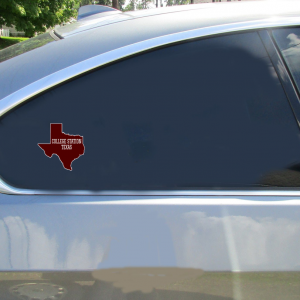 College Station Texas State Shaped Sticker - Car Decals - U.S. Custom Stickers