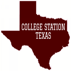 College Station Texas State Shaped Decal - U.S. Customer Stickers