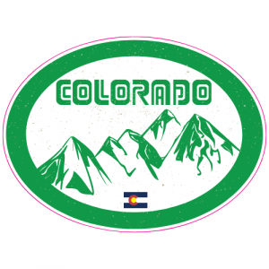 Colorado Mountains Retro Oval Decal - U.S. Customer Stickers