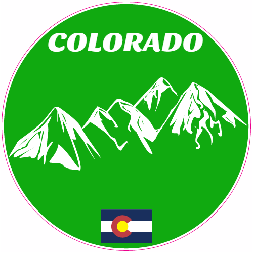 Colorado Mountains State Flag Green Circle Decal - U.S. Custom Stickers