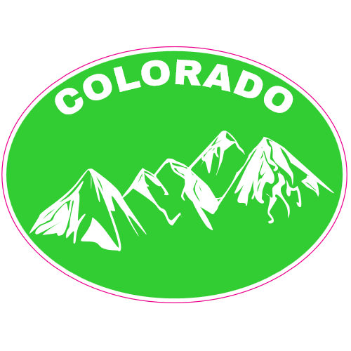 Colorado Mountains Green Oval Decal - U.S. Custom Stickers