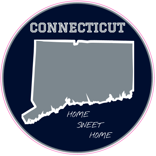 Connecticut Home Sweet Home Circle Sticker - U.S. Custom Stickers