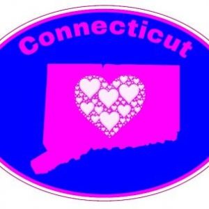 Love Connecticut Heart Oval Decal - U.S. Custom Stickers