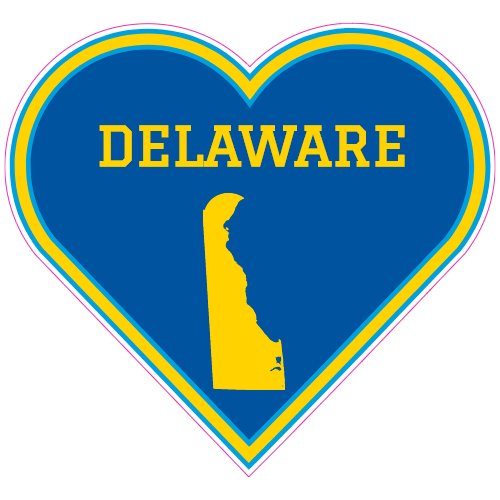 Delaware State Heart Shaped Decal - U.S. Customer Stickers