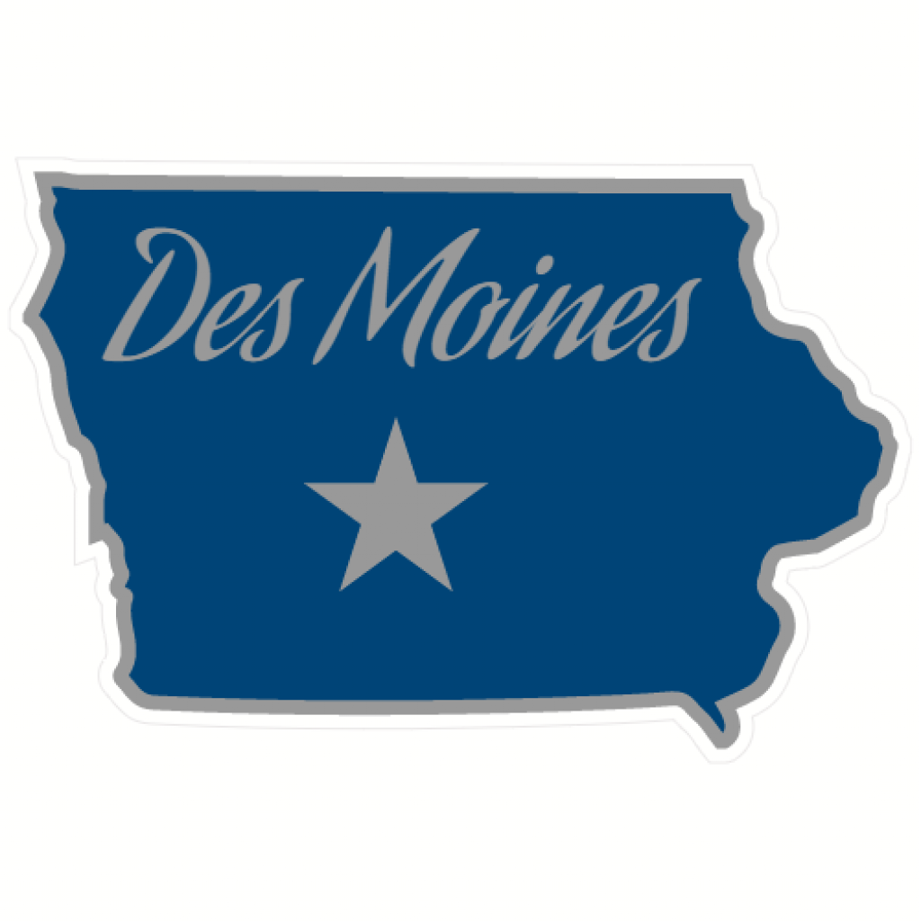 Custom Des Moines Iowa State Shaped Decal Sticker Printing