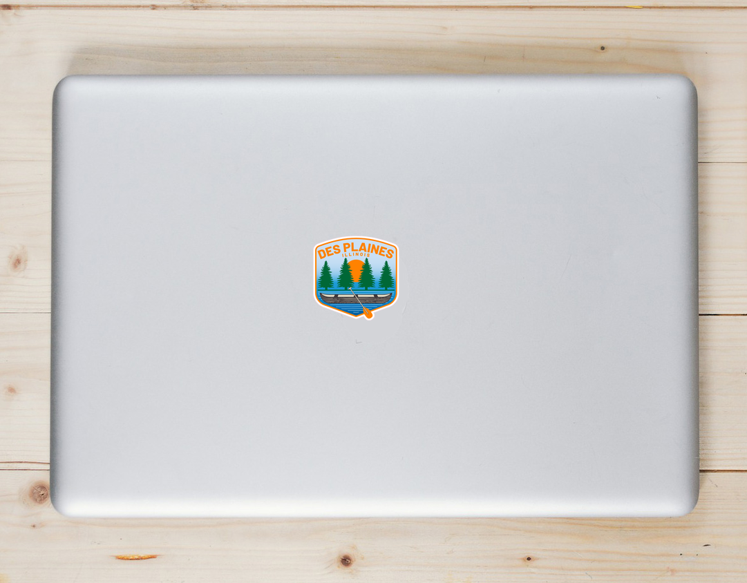 Des Plaines Illinois River Canoe Sticker - Laptop Decal - U.S. Custom Stickers