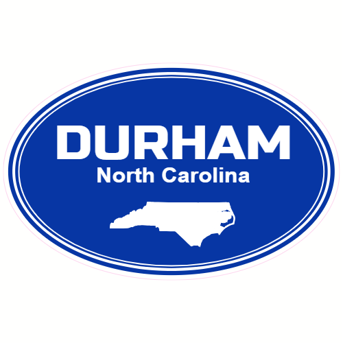 Durham North Carolina Oval Decal - U.S. Customer Stickers