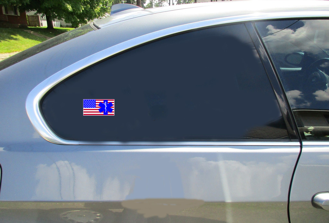 EMS American Flag Sticker - Car Decals - U.S. Custom Stickers