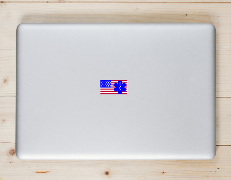EMS American Flag Sticker - Laptop Decal - U.S. Custom Stickers