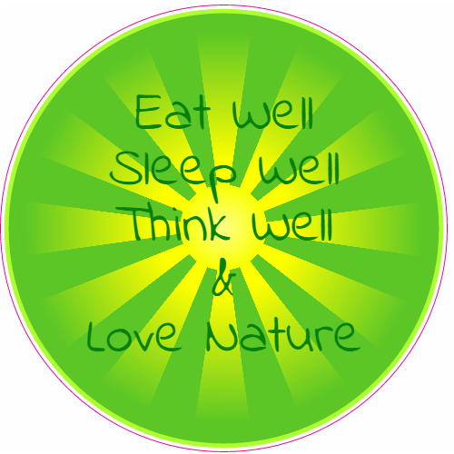 Eat Well Sleep Well Think Well And Love Nature Green Circle Decal - U.S. Custom Stickers