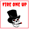 Fire One Up Skull Smoking Square Decal - U.S. Custom Stickers