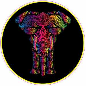 Floral Psychedelic Elephant Sticker - U.S. Custom Stickers