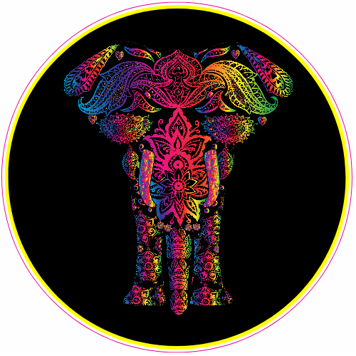 Floral Psychedelic Elephant Sticker - U.S. Custom Stickers