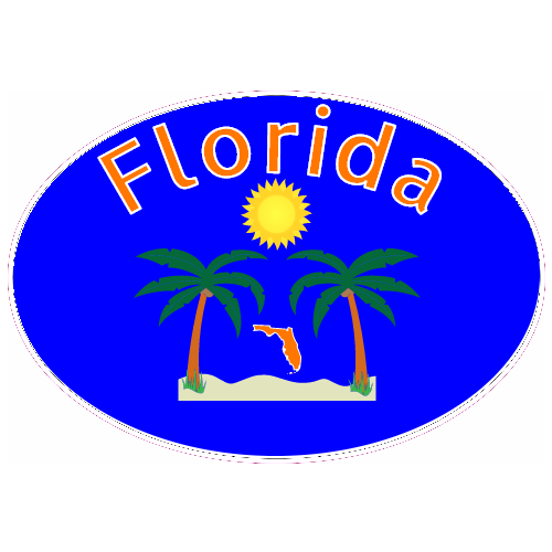 Florida Palm Trees Sunshine Blue Oval Decal - U.S. Custom Stickers