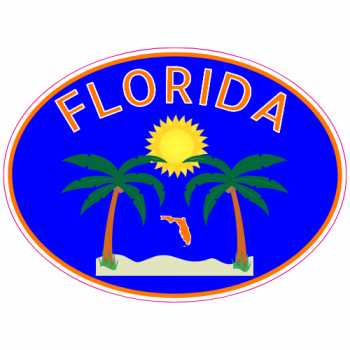 Florida Palm Trees Oval Decal - U.S. Customer Stickers