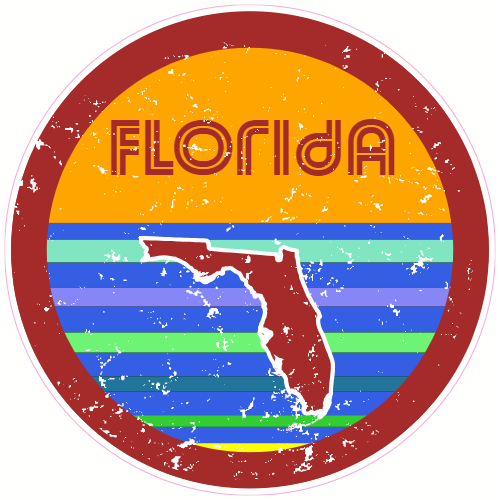 Florida Retro Circle Sunshine Decal - U.S. Customer Stickers