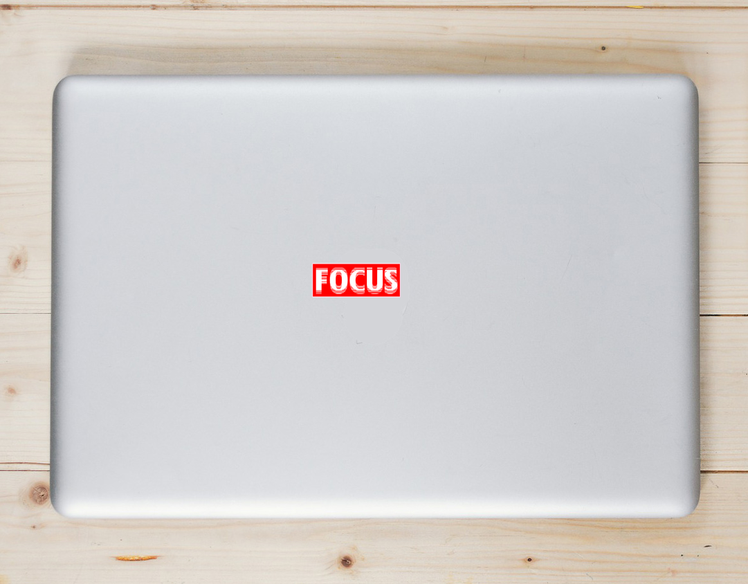 Focus Attention Red Sticker - Laptop Decal - U.S. Custom Stickers