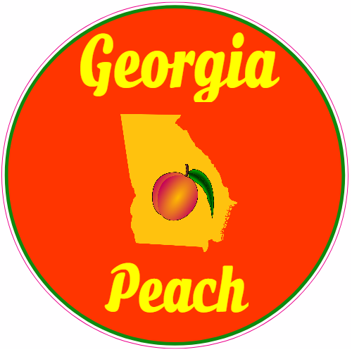Georgia Peach State Circle Sticker - U.S. Custom Stickers