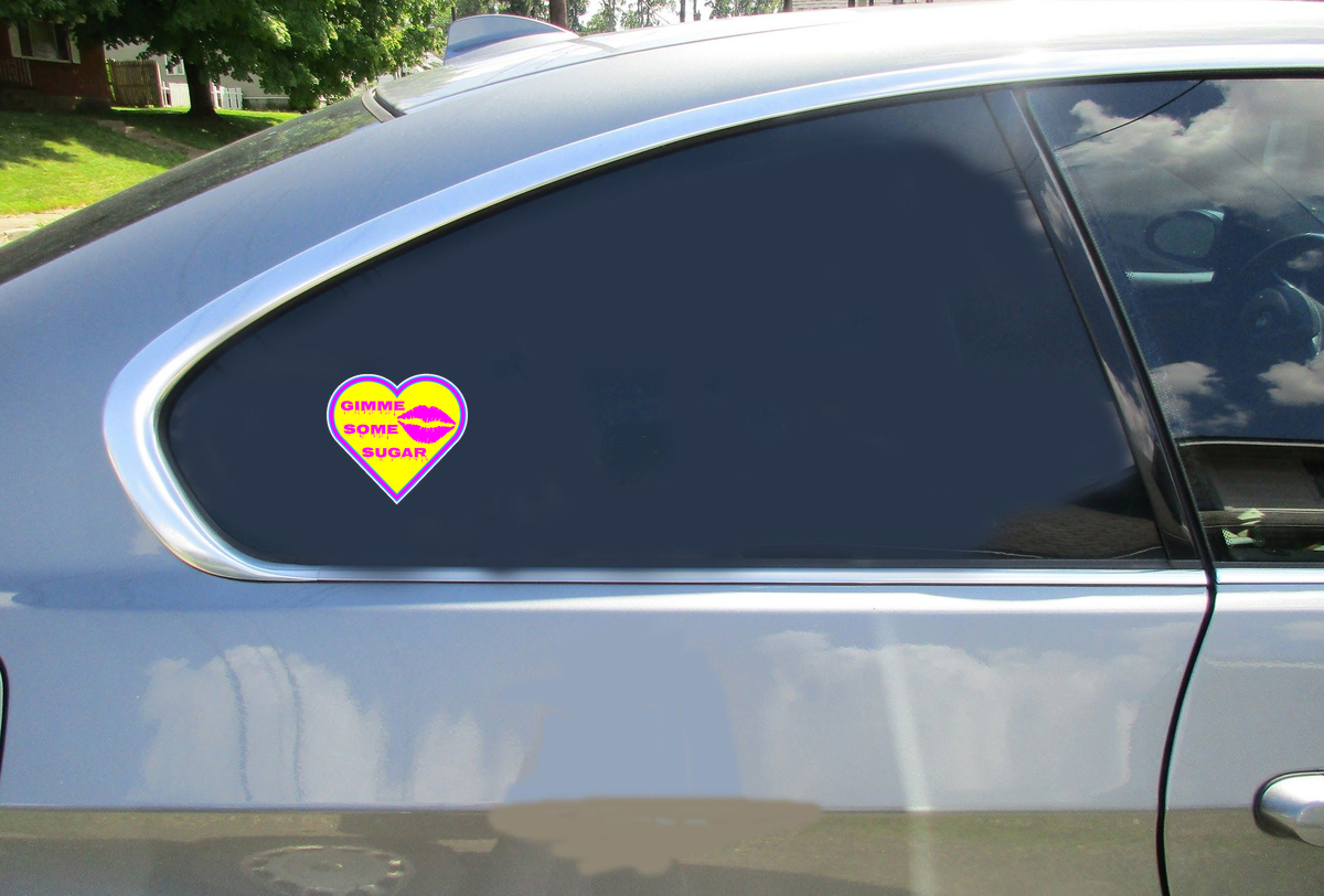 Gimme Some Sugar Lips Heart Sticker - Car Decals - U.S. Custom Stickers
