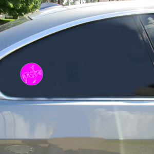 Girl Riding Horse Circle Sticker - Car Decals - U.S. Custom Stickers