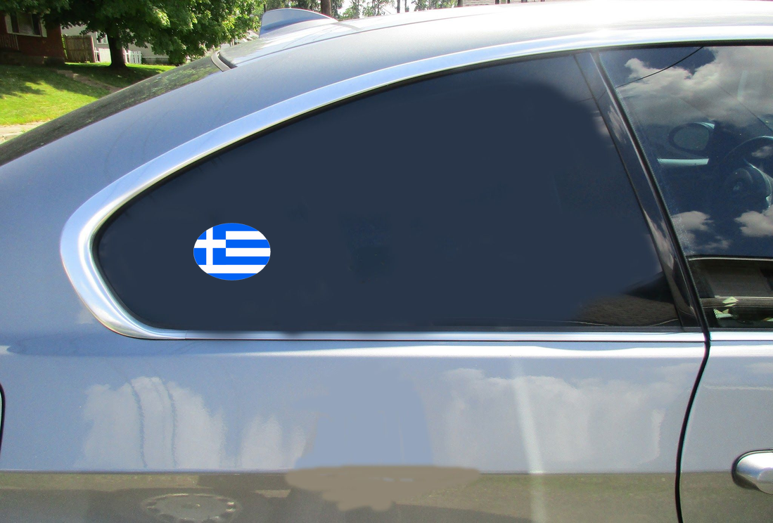 Greece Flag Oval Euro Sticker - Car Decals - U.S. Custom Stickers