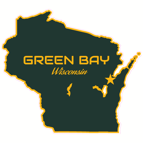 Green Bay Wisconsin State Shaped Decal - U.S. Customer Stickers