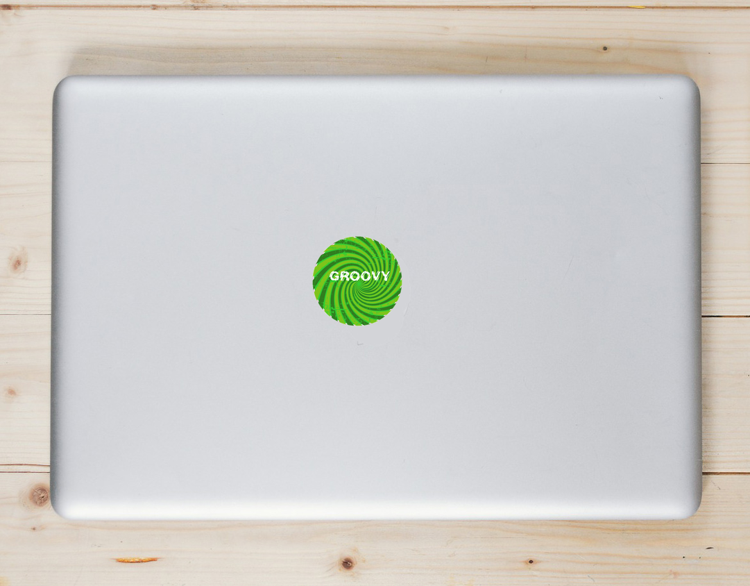 Groovy Green Spiral Trippy Sticker - Laptop Decal - U.S. Custom Stickers