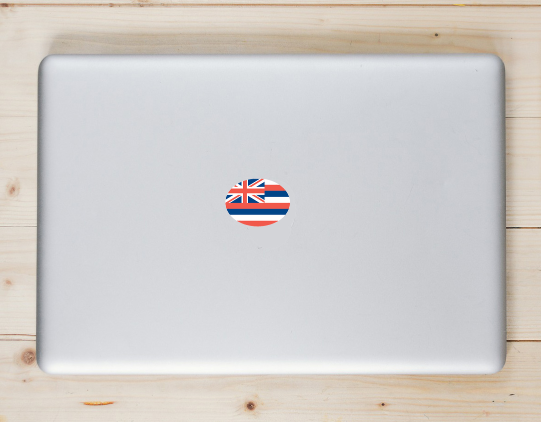 Hawaii Flag Oval Sticker - Laptop Decal - U.S. Custom Stickers