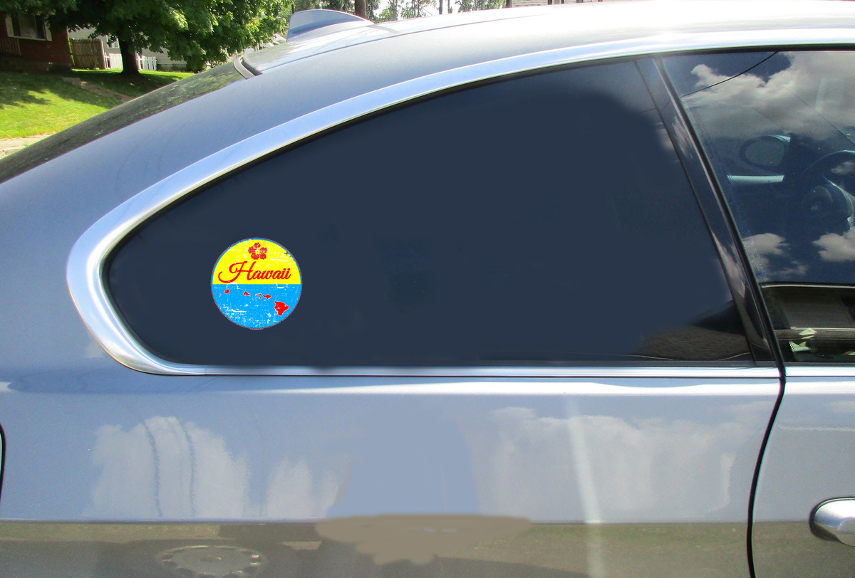 Hawaii Islands State Distressed Sticker - Car Decals - U.S. Custom Stickers