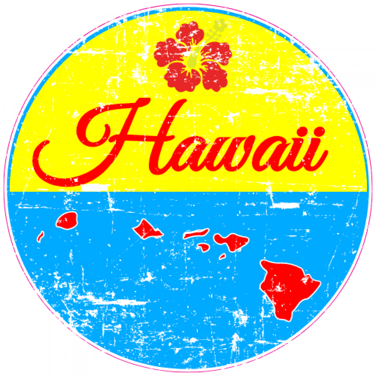 Hawaii Islands State Distressed Sticker U.S. Custom Stickers