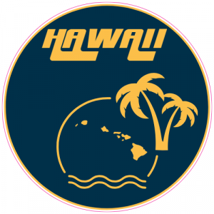 Hawaii Palm Tree Sun Circle Decal - U.S. Customer Stickers