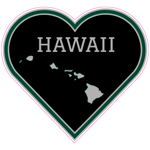 Hawaii State Heart Shaped Decal - U.S. Customer Stickers