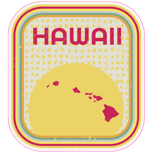 Hawaii Sun Retro Decal - U.S. Customer Stickers