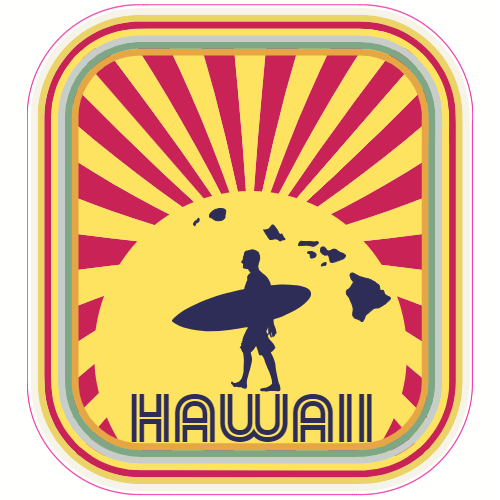 Hawaii Surfer Sunset Decal - U.S. Customer Stickers
