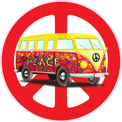 Hippie Bus Peace Sign Decal - U.S. Customer Stickers