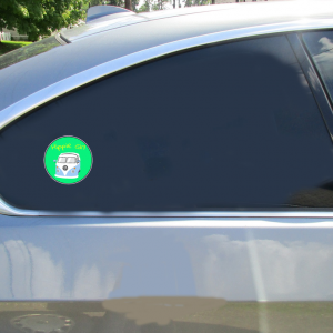 Hippie Girl Van Mint Green Circle Sticker - Car Decals - U.S. Custom Stickers