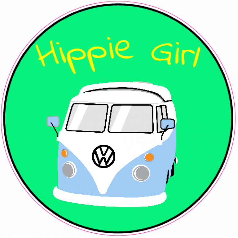 Hippie Girl Van Mint Green Circle Sticker U.S. Custom Stickers