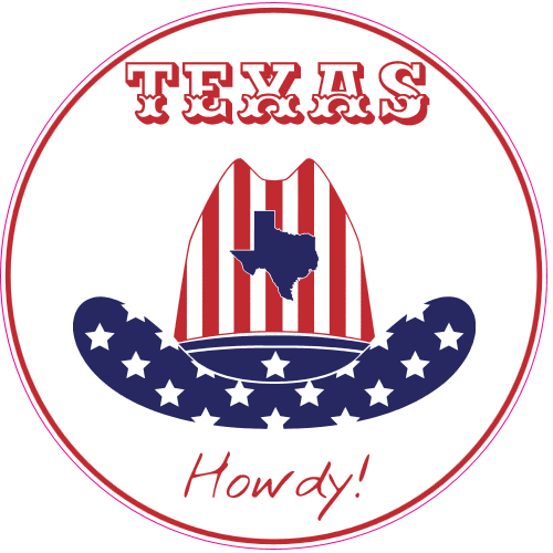 Howdy From Texas Circle Decal - U.S. Custom Stickers