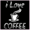 I Love Coffee Black White Square Decal - U.S. Custom Stickers
